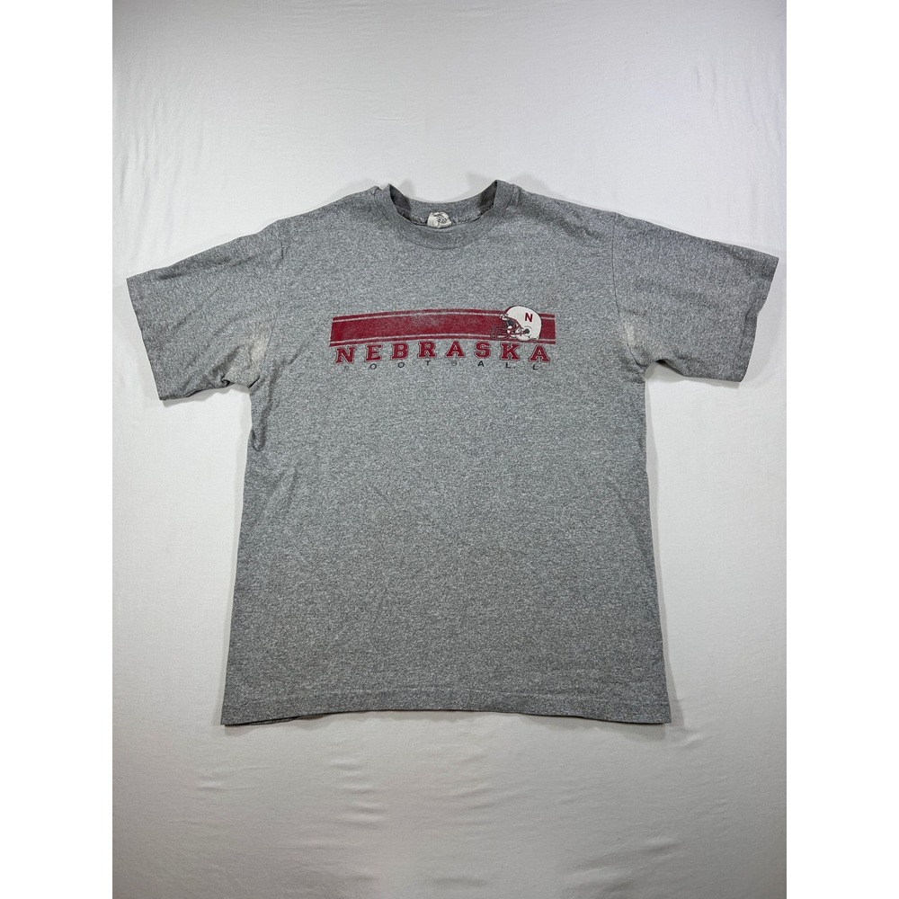 Vintage Nebraska Football Shirt The Cotton Exchange Gray Large Made in USA Tee